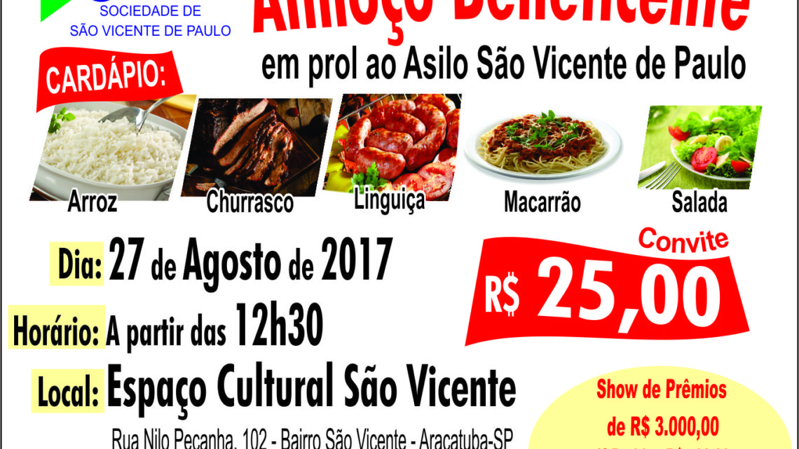 Almoço Beneficente em prol ao Asilo São Vicente – 27 de agosto de 2017