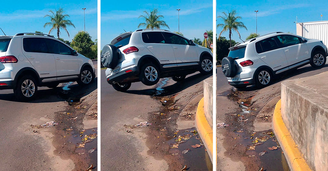 Tieza: desnível em esquina na Vila Mendonça faz com que carros fiquem em três rodas